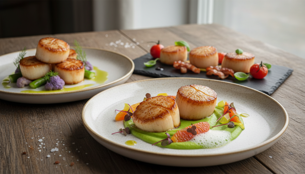 découvrez la saint-jacques fondante, brillante et presque crémeuse, préparée dans sa version la plus irrésistible pour un plaisir gustatif unique.