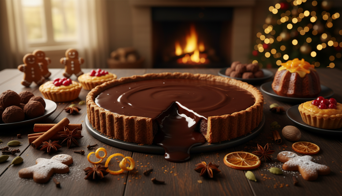 découvrez notre tarte au chocolat noir fondante, puissante et aromatique, idéale pour un noël gourmand qui vous fera craquer à coup sûr.