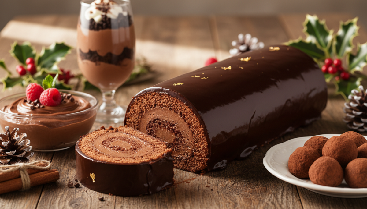 découvrez cette bûche de noël au chocolat préparée au thermomix, alliant trois textures gourmandes en une seule recette. un dessert irrésistible qui séduit dès la première part.